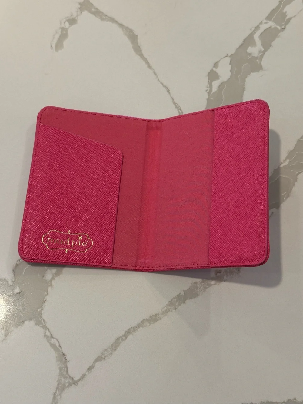 Mud Pie Hot Pink Passport Holder with Gold Foil
